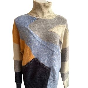 Bucket List color block cowl neck sweater - size small